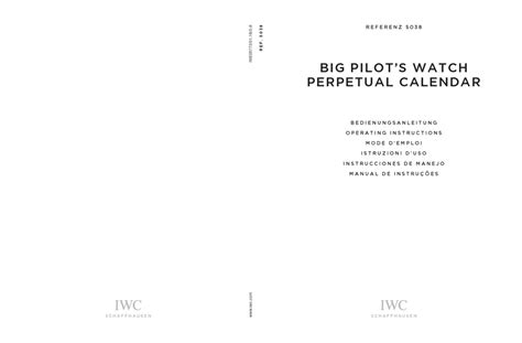 IWC IW5038 OPERATING INSTRUCTIONS MANUAL .